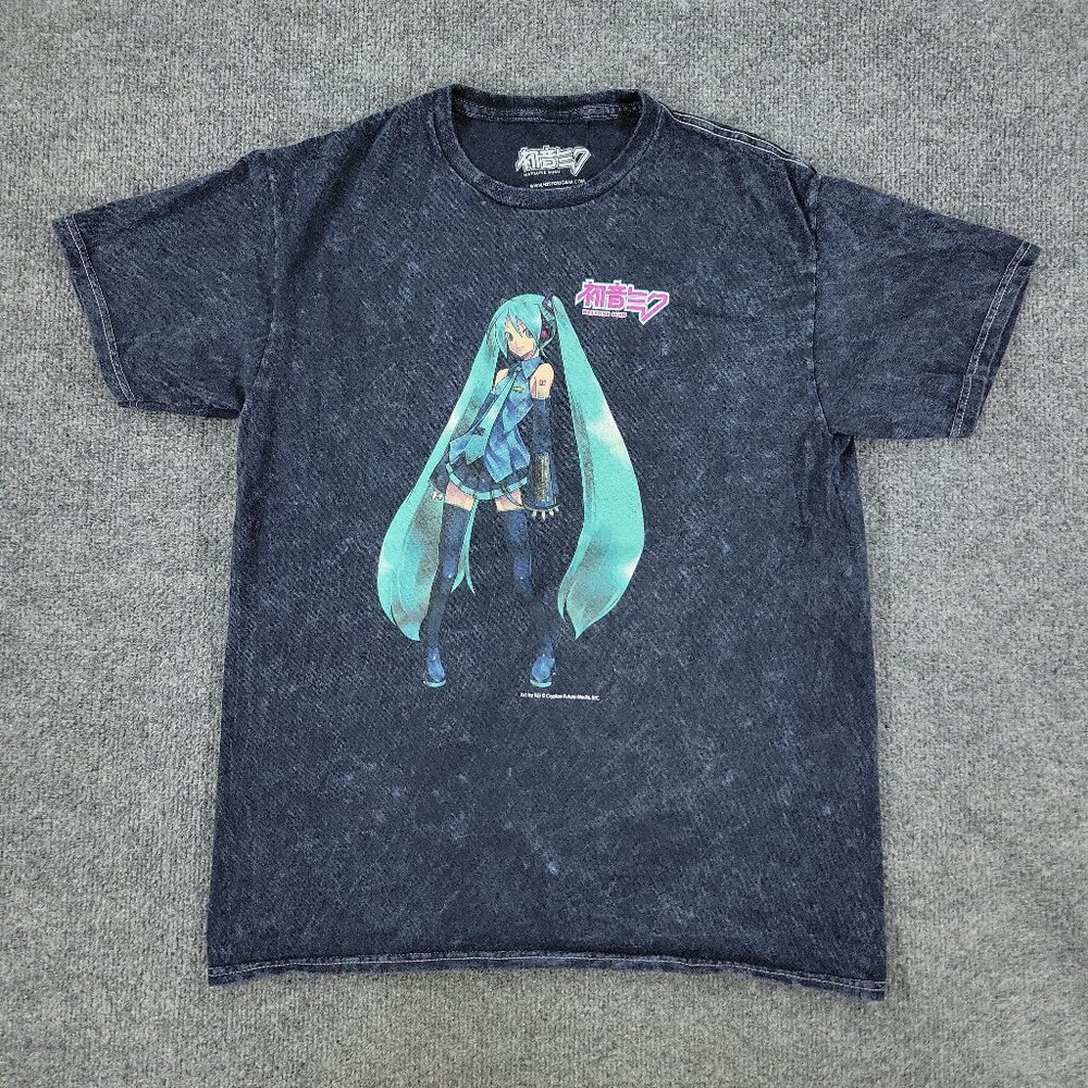 Hatsune Miku Shirt Men Small Black J-List Anime Graphic Short Sleeve Stone Wash